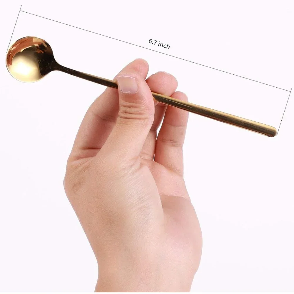 4 PCS Long Gold Coffee, Cocktail Spoons
